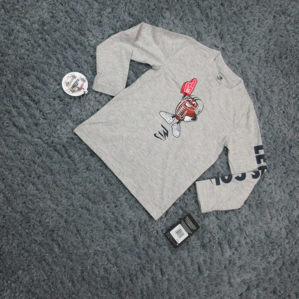 Nike 3BRAND Russell Wilson Shirt Boys 6 Gray Long Sleeve Football Ballers NWT